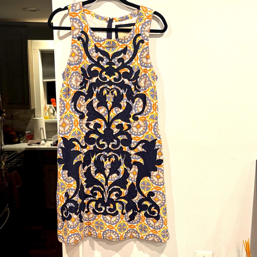 Anthropologie Navy and Yellow Mini Dress